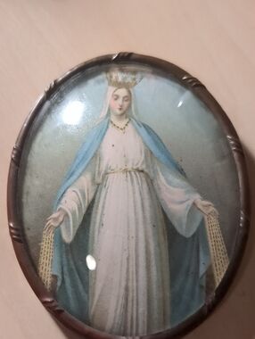 Antique French Religious Medallion And Holy Communion Certificate